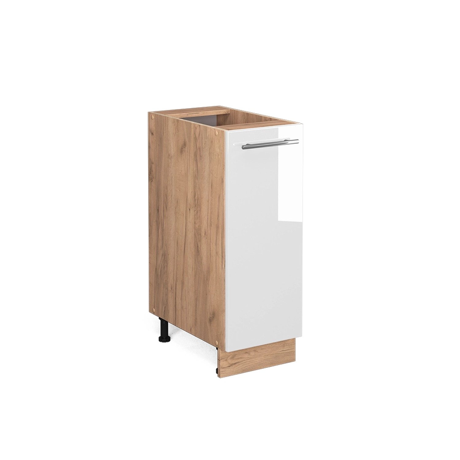 Vicco Apothekerschrank Fame-Line Weiß Hochglanz/Goldkraft Eiche 30 cm ohne Arbeitsplatte