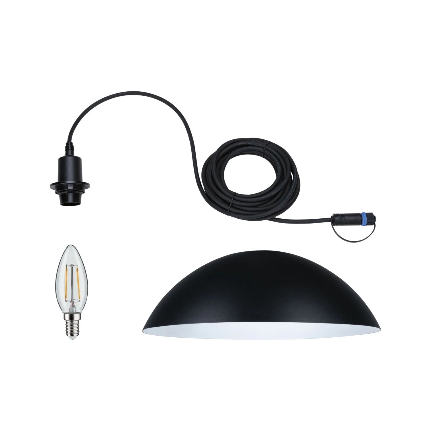 Paulmann Plug & Shine Mapalo Pendelleuchte, anthrazit, mit Leuchtmittel und Kabel für Außenbeleuchtungssysteme.