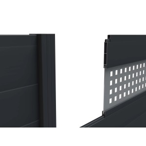 ZacAlu Zaunelement Alupanel, anthrazit, 180 cm, Detailansicht des modularen Zaunsystems.