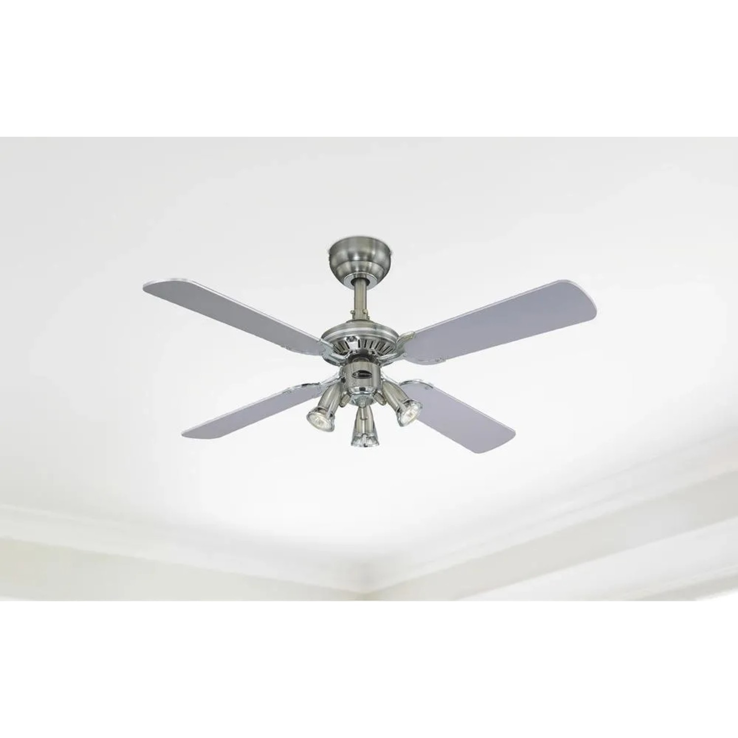 Westinghouse Deckenventilator Princess Euro, 105 cm, Zinn-Optik mit Beleuchtung und Zugketten.