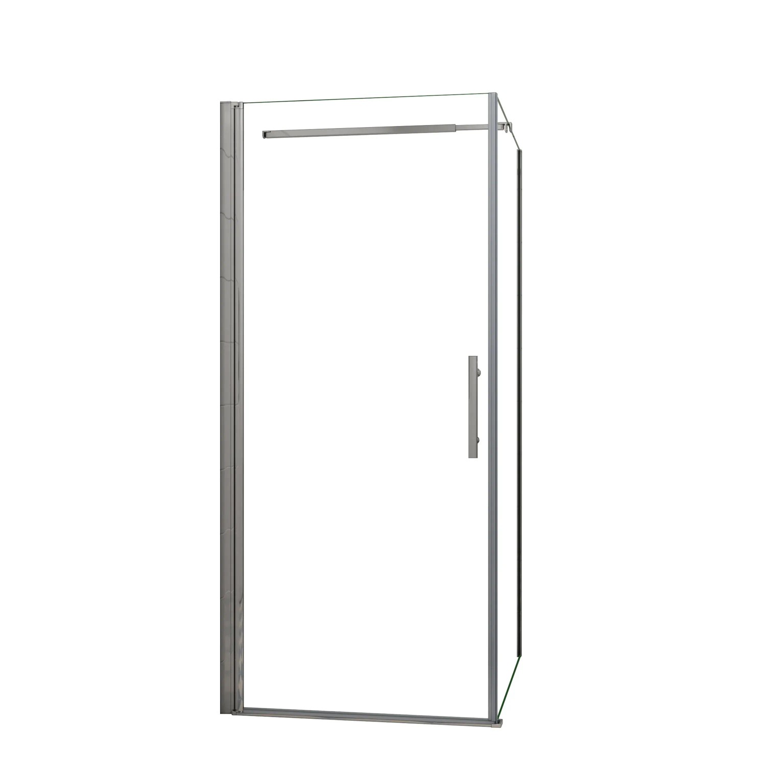AICA Eckeinstieg Tür x Seitenwand 100x100cm Höhe 185cm Duschkabine Schwingtür Pendeltür Duschtür Mit 73-120cm Stabilisator F084