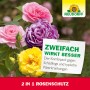 Neudorff 2in1 Rosenschutz Set mit Rosen in Gelb, Rosa und Lila. Kombipack gegen Schädlinge und Pilzerkrankungen.