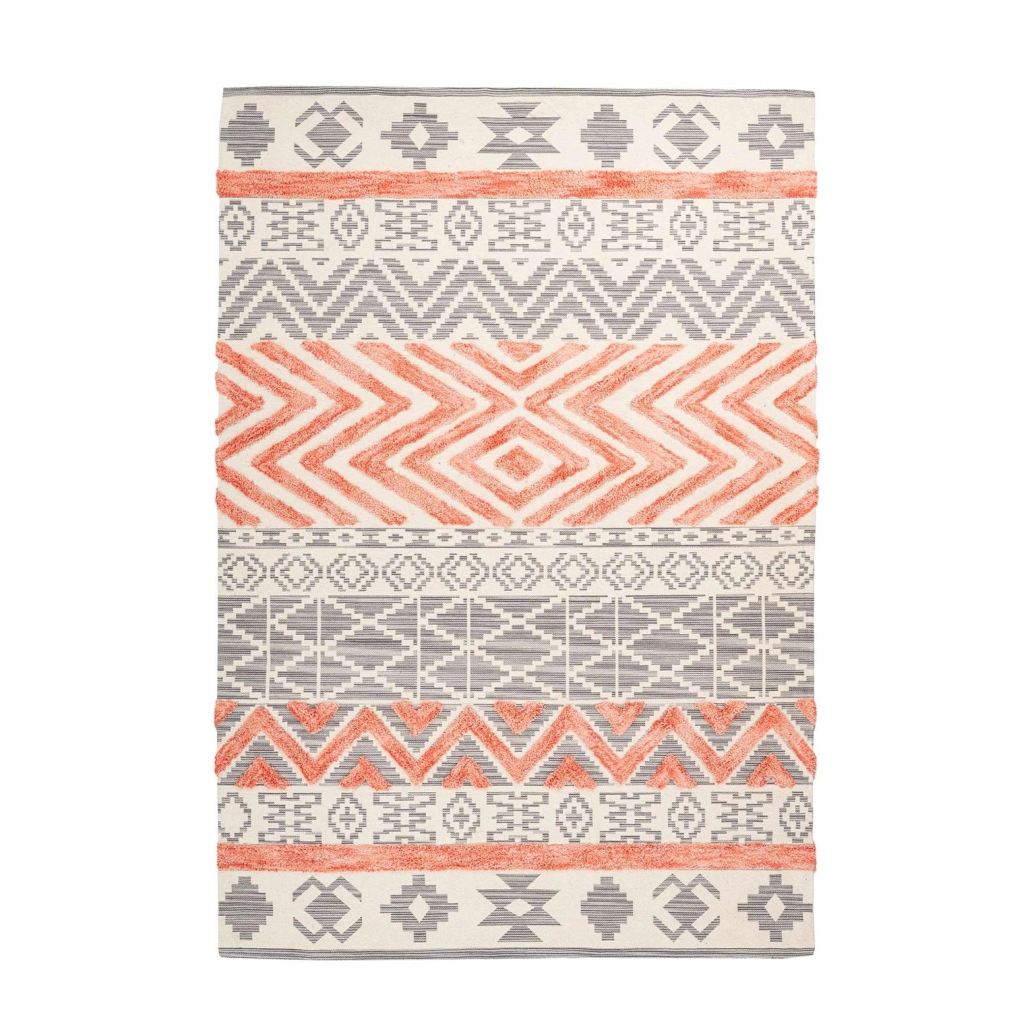 MeGusta Kurzflor Teppich EthnoDesign Grau Apricot 3DDesign 160 x 230 cm günstig online kaufen