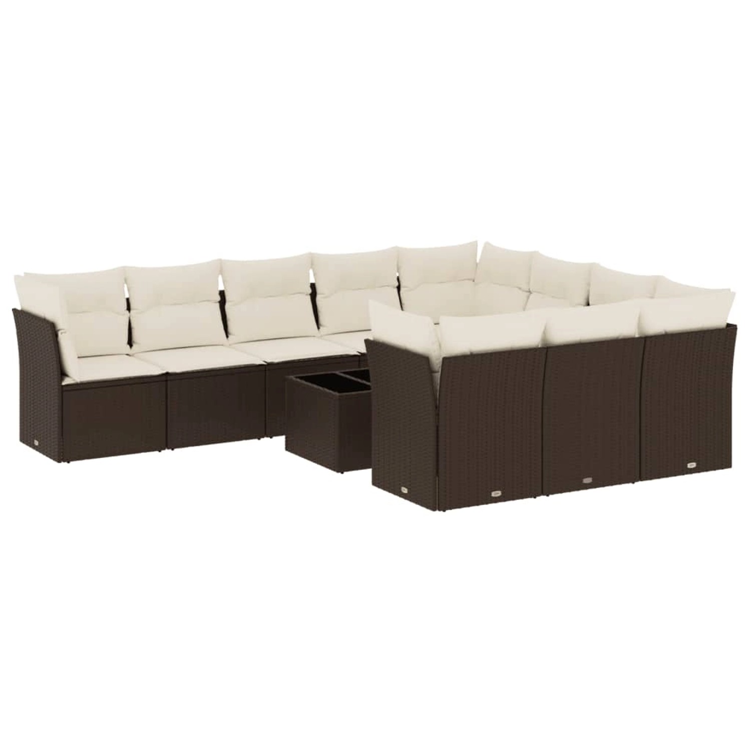 vidaXL 11-Tlg Garten-Sofagarnitur mit Kissen Braun Poly Rattan 3250072 günstig online kaufen