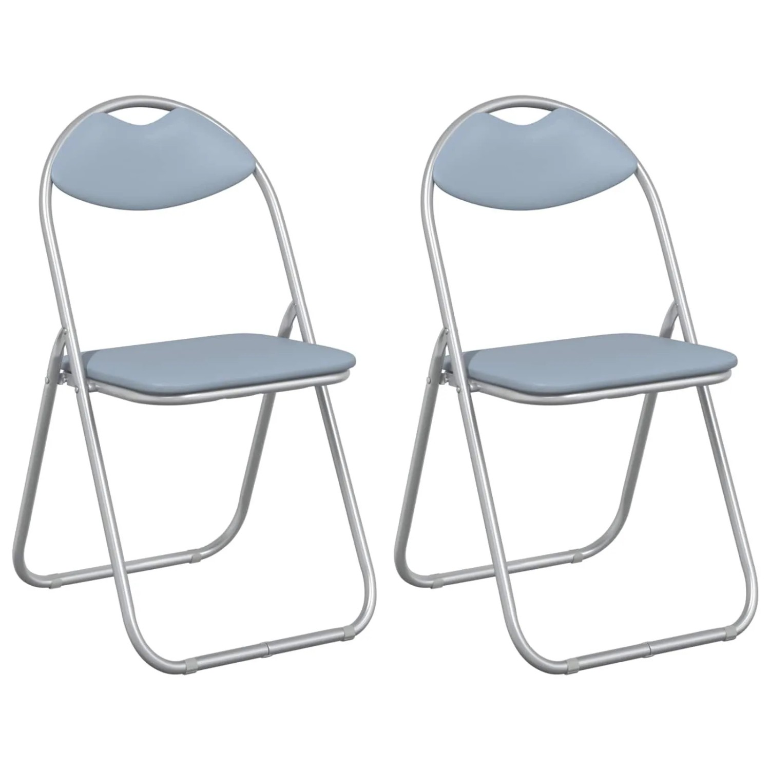 vidaXL Klappstuhl 2 Stk Grau 48 x 43,5 x 81 cm Kunstleder 42029058