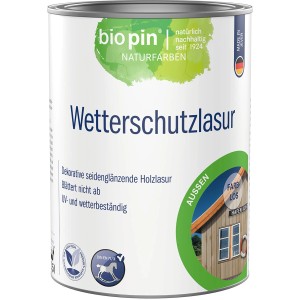 Biopin Wetterschutzlasur Farblos 2,5l Dose für Holz außen, UV- und wetterbeständig.