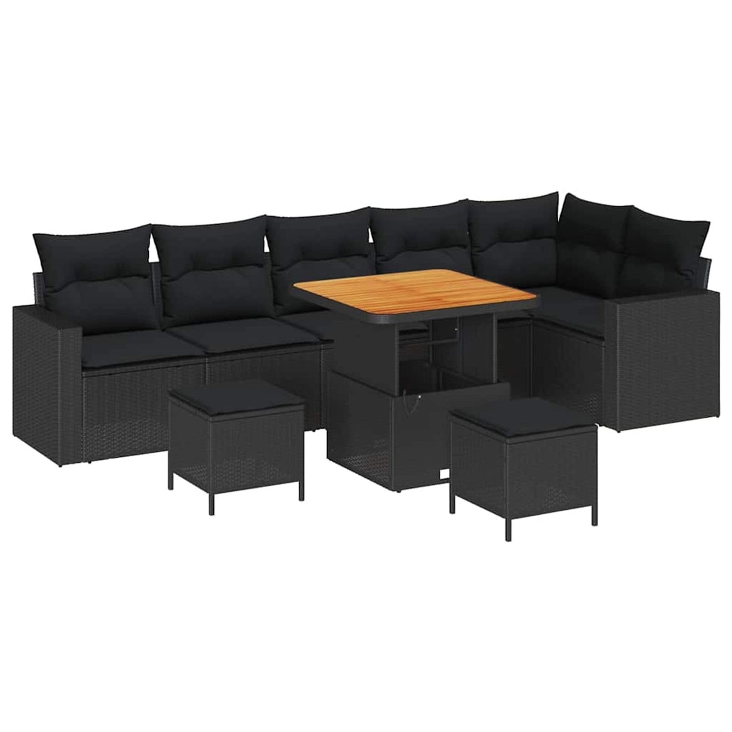 vidaXL Garten-Sofa-Set 9-Tlg Schwarz Poly Rattan 3361629 günstig online kaufen