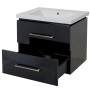 Schwarzer MCW Waschbeckenunterschrank mit Keramik-Waschbecken, 60cm, zwei Schubladen.