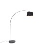 Moderne, schwarze Bogenlampe mit goldenem Lampenschirm (innen) von QAZQA, passend für Innenräume.