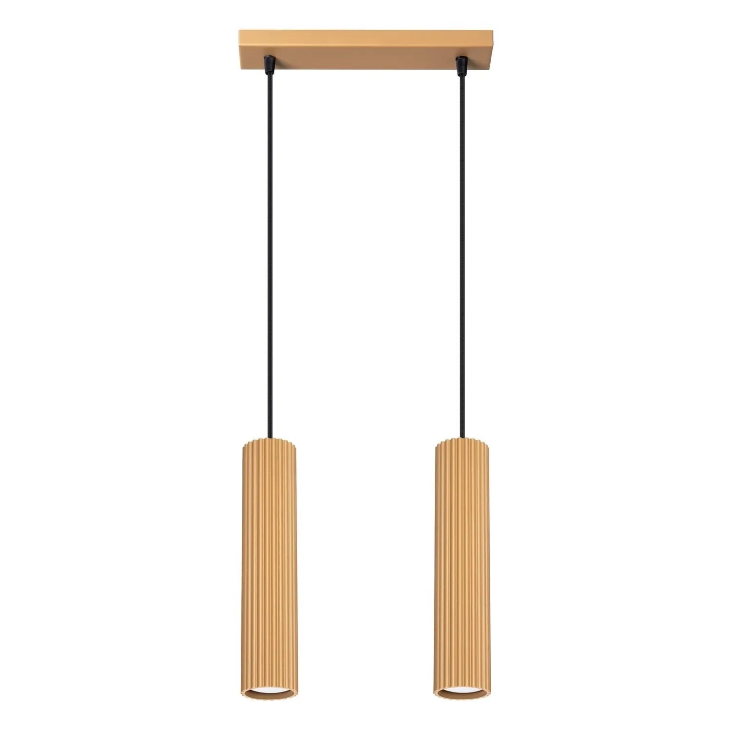 Licht-Erlebnisse Hängelampe In Gold 30 CM Breit GU10 2-Flammig Länglich Modern Aluminium