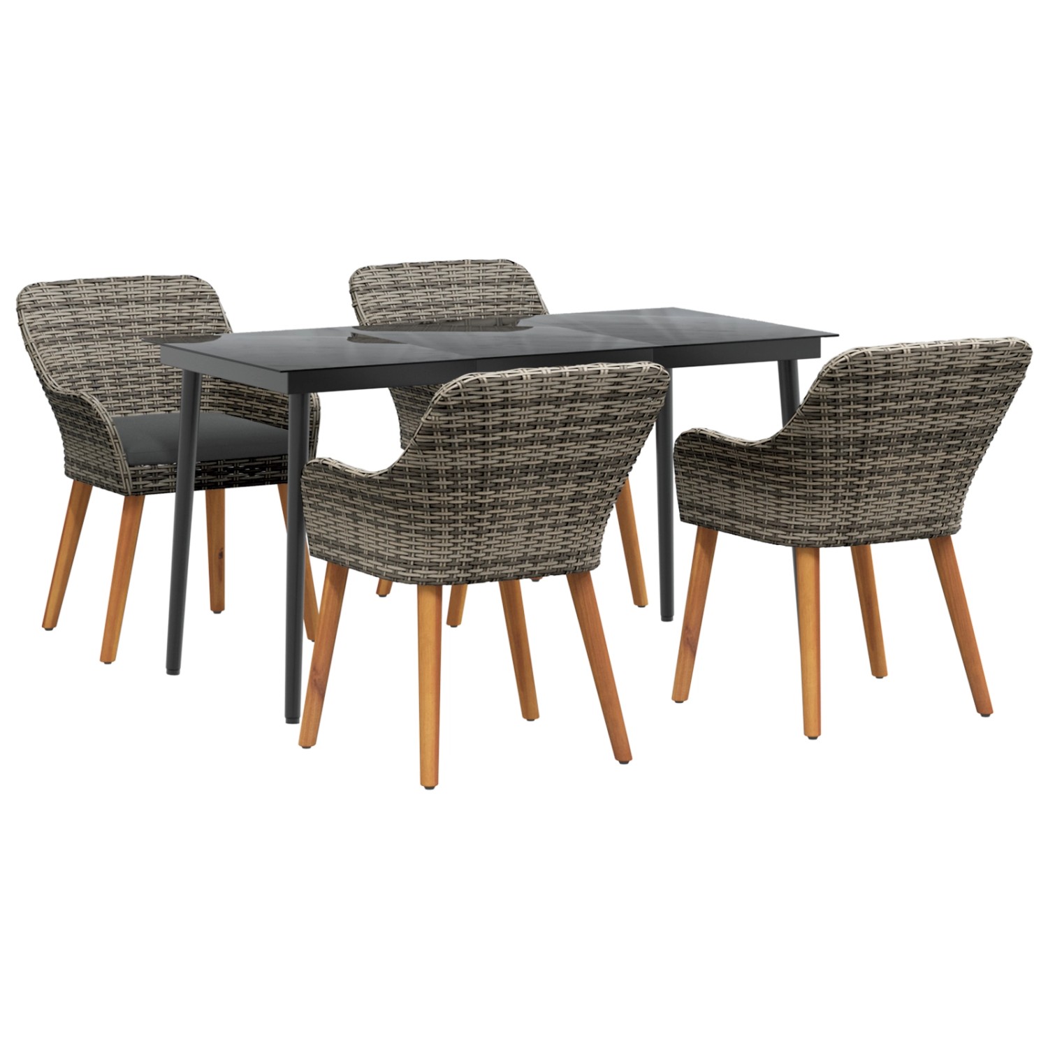 vidaXL 5-Teilige Garten Essgruppe Grau Poly Rattan 3261679 günstig online kaufen