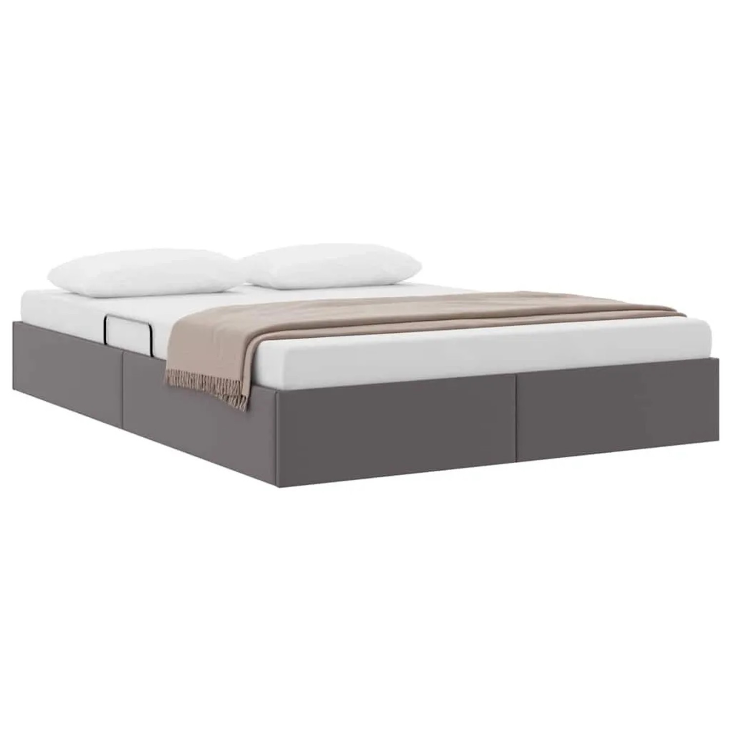 vidaXL Aufbewahrungsbett mit Kopfteil Grau 140 x 190 cm Kunstleder 3369947