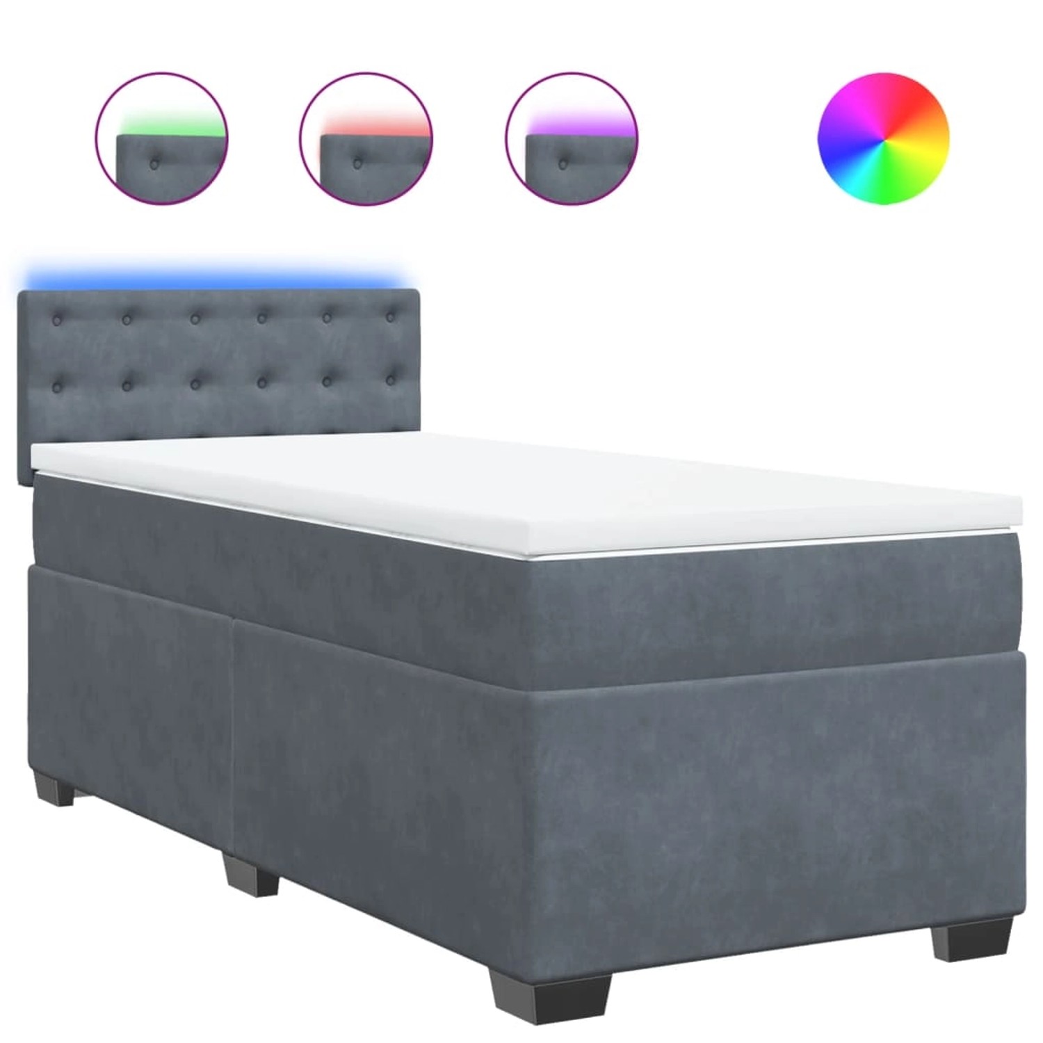 vidaXL Boxspringbett mit Matratze Dunkelgrau 90x200 cm Samt 3288511 günstig online kaufen