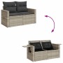 Hellgraue 8-tlg. vidaXL Garten-Sofagarnitur aus Polyrattan mit Kissen und Staufächern.
