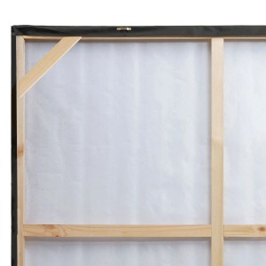 Rückseite des handgemalten MCW Ölgemäldes Frau 100x150cm mit Holzrahmen und Aufhängung.