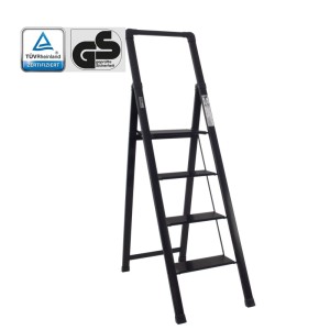 TRUTZHOLM Alu Trittleiter 4 Stufig Klappbar mit Handlauf 150kg Schwarz