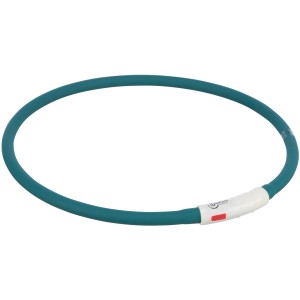 Jollypaw Leuchtring, petrol, XS-XL, 70cm. USB-aufladbares Silikon Hundehalsband für mehr Sicherheit im Dunkeln.