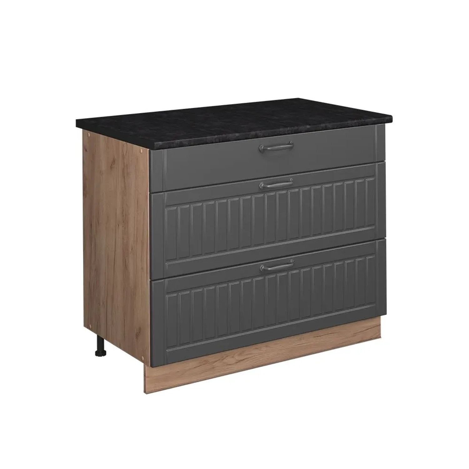 Vicco Küchenunterschrank Fame-Line Dunkelgrau/Goldkraft Eiche 100 x 82 AP Anthrazit Art Nr 62039