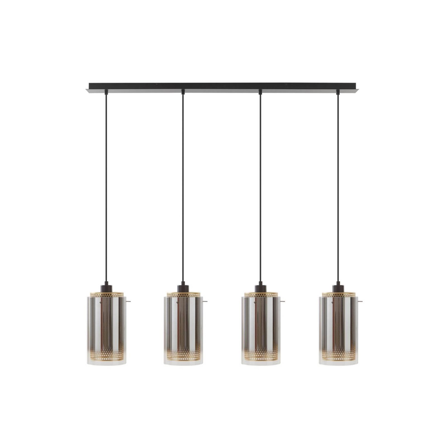 Lucande Pendelleuchte Sterzy 10012954 Modern in Alu aus Glas 4-flammig E27 Wohnzimmerleuchte