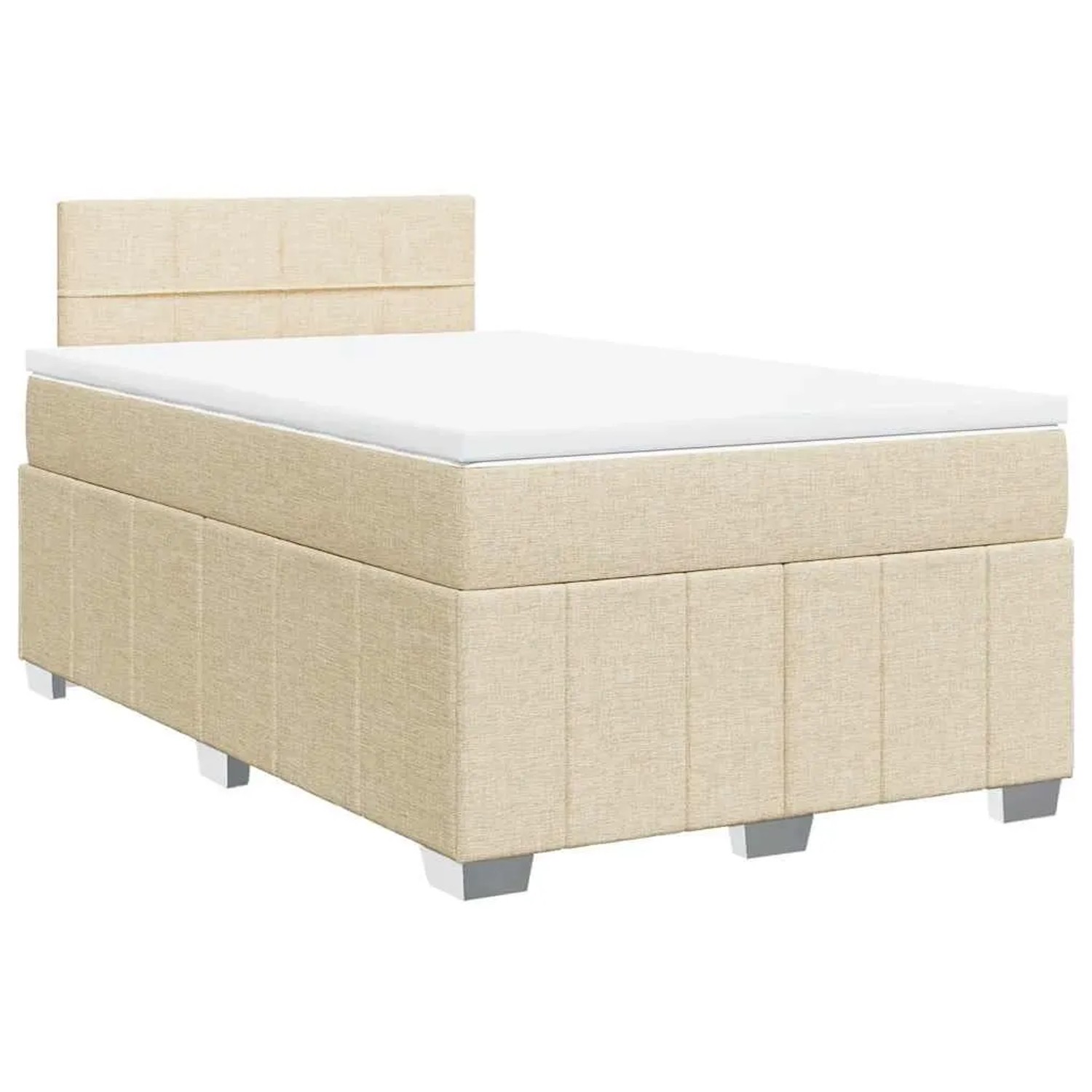 vidaXL Boxspringbett mit Matratze Creme 120x200 cm Stoff 3287040