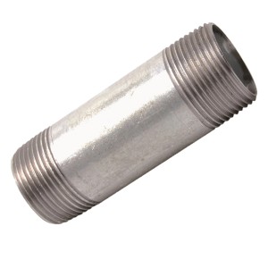 Verzinkter Kirchhoff Rohrdoppelnippel, 26,4 mm (3/4 AG) x 40 mm, für Temperguss-Fittings.