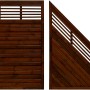 Brauner Sichtschutzzaun Nicea, 90x180 cm, aus lasiertem Kiefernholz mit gewellten Lamellen.