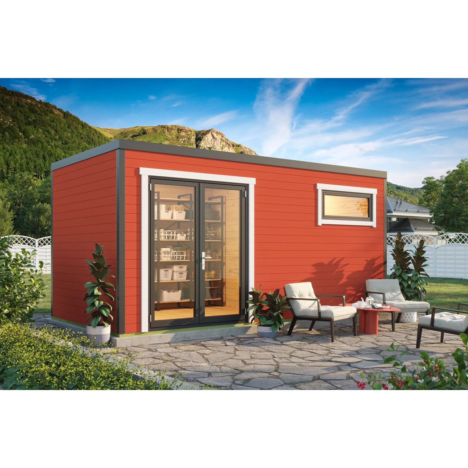 Lasita Gartenhaus Sardinia 3 Schwedenrot 500 cm x 250 cm