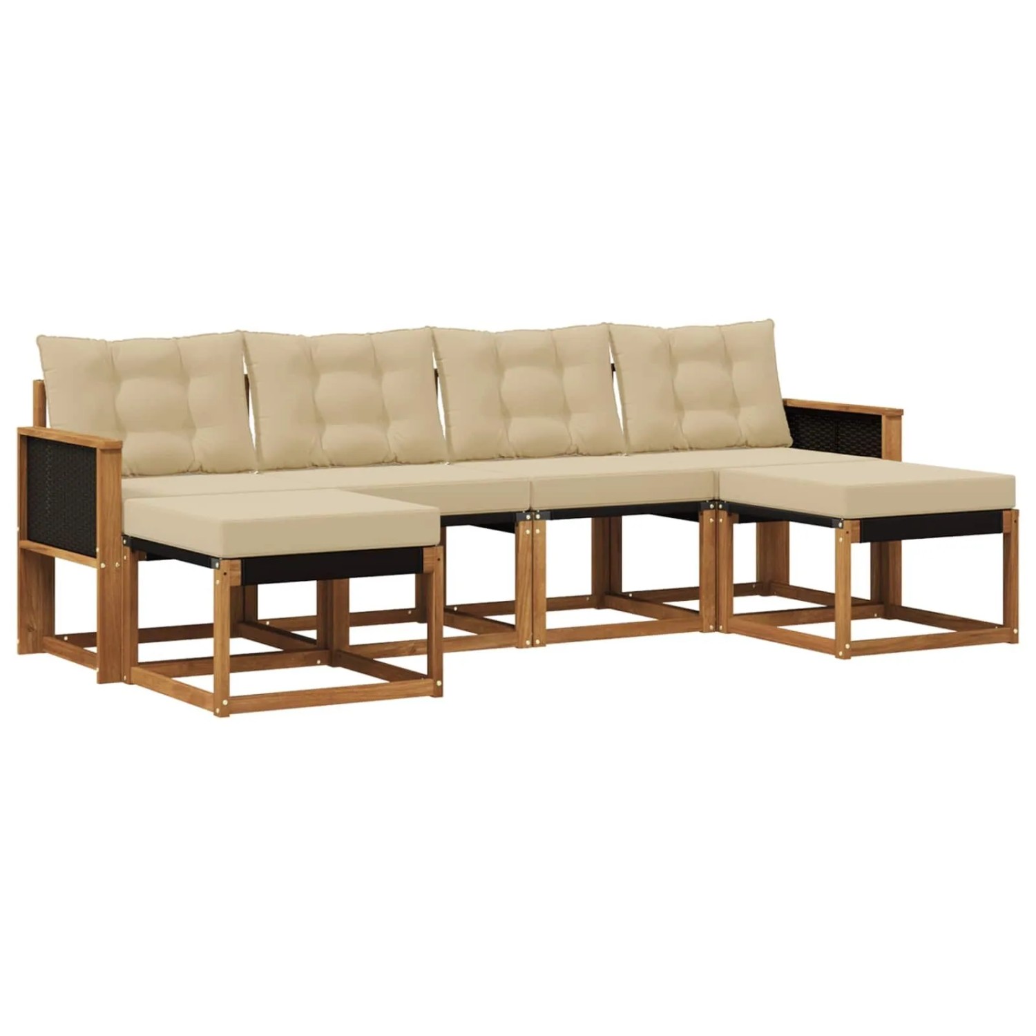 vidaXL Outdoor-Sofagarnitur mit Kissen 6 Stk Natur und Beige 3382121