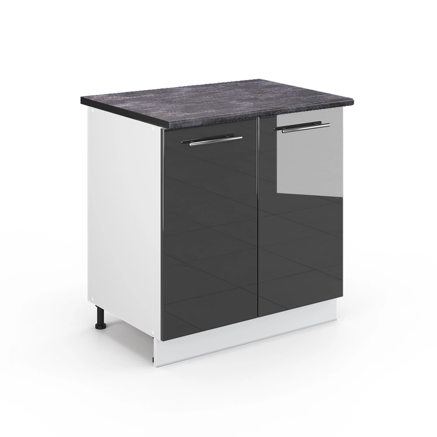 Vicco Spülenunterschrank Fame-Line Anthrazit Hochglanz/Weiß 80 cm mit Regal günstig online kaufen