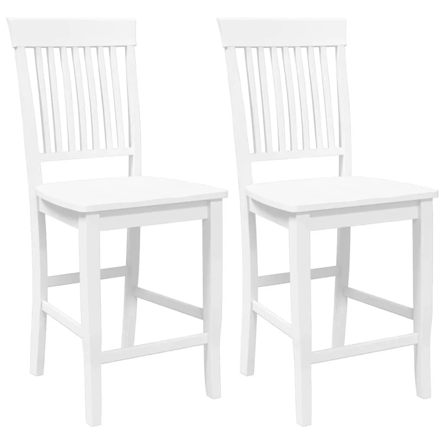 vidaXL Barhocker 2 Stk Weiß Massivholz Gummibaum 4102574