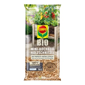 Compo BIO Mini-Hochbeet Holzschnitzel, 16L Sack für Drainage und Belüftung im Mini-Hochbeet.