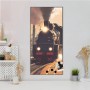 Banjado Magnettafel mit Zug Motiv, 37x78cm, schwarz. Magnetwand für Notizen & Fotos inkl. Magnete.