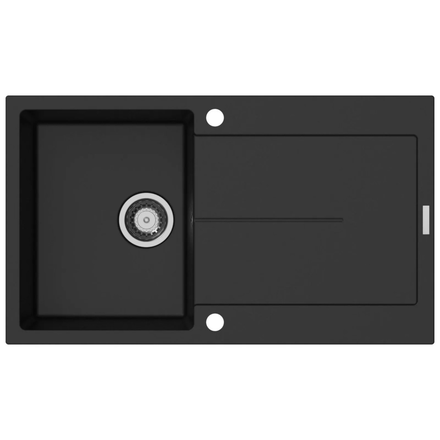 SOTECH Einbauspüle Atlanta D-100 Tiefschwarz 860 x 500 x 200 mm Einzelbecken mit Abtropffläche inkl. Siphon mit Raumscha...