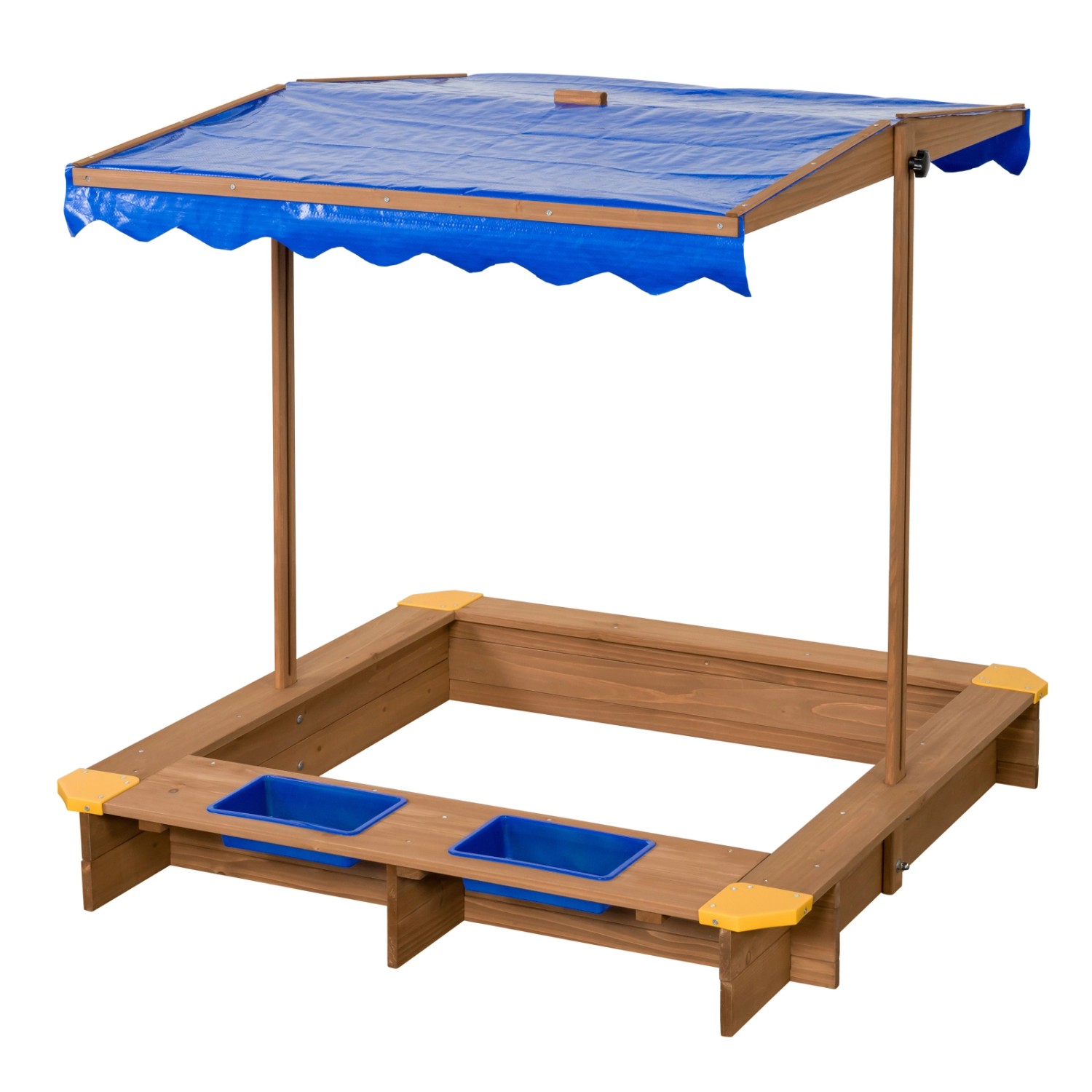 Swing King Sandkasten Ibiza 120 cm x 120 cm x 18 cm Natur-Blau FSC®