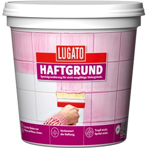 Eimer Lugato Haftgrund, 1 l, rote Grundierung für Fliesen auf nicht saugfähigen Untergründen.