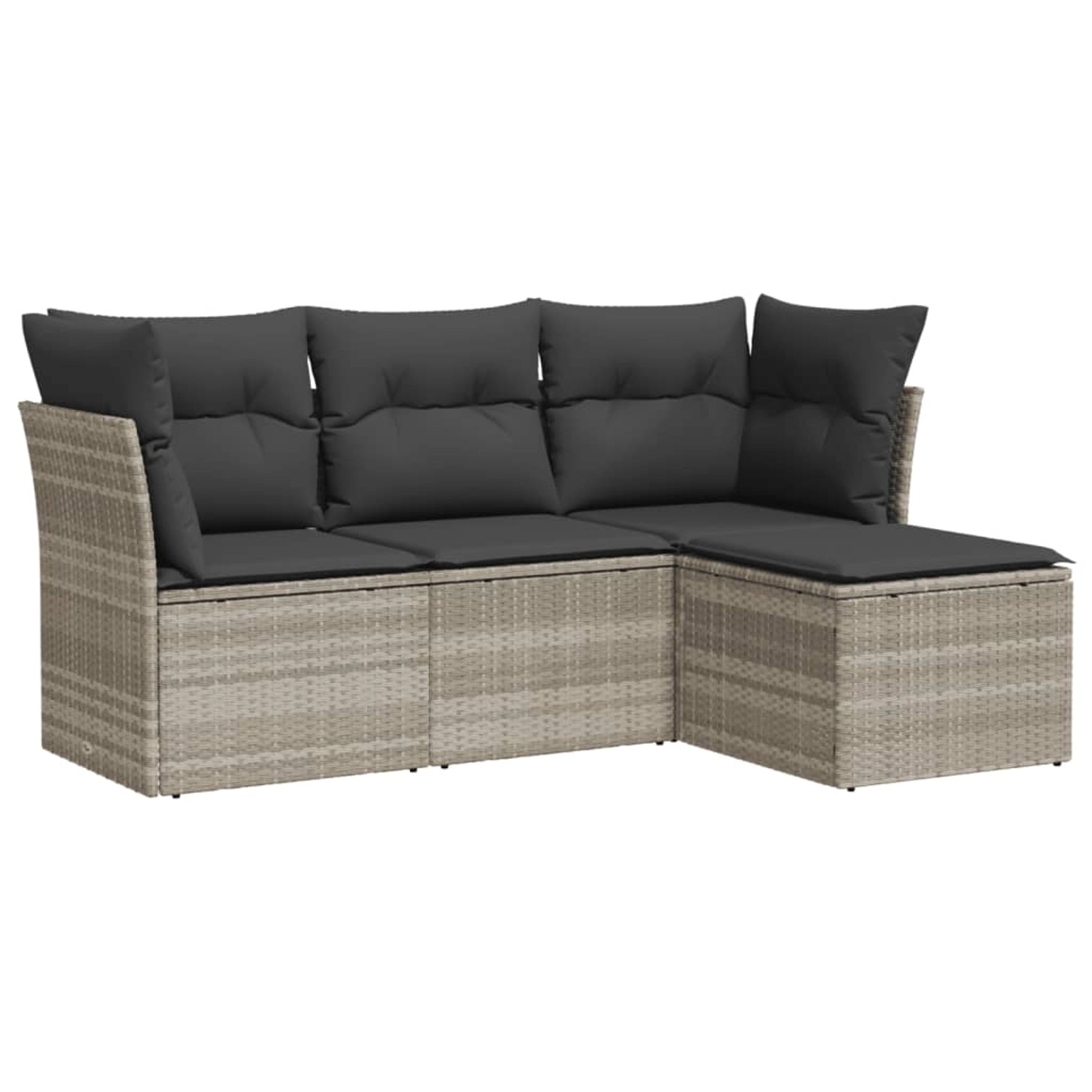 vidaXL 4-Tlg Garten-Sofagarnitur mit Kissen Hellgrau Poly Rattan 3249381 günstig online kaufen