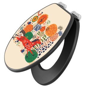 Banjado WC-Sitz Anthrazit mit rotem Pferde Motiv und Absenkautomatik.