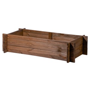 Dunkelbraunes Dobar Steck-Hochbeet aus Massivholz (117x58,5x27,5cm) für den Garten.