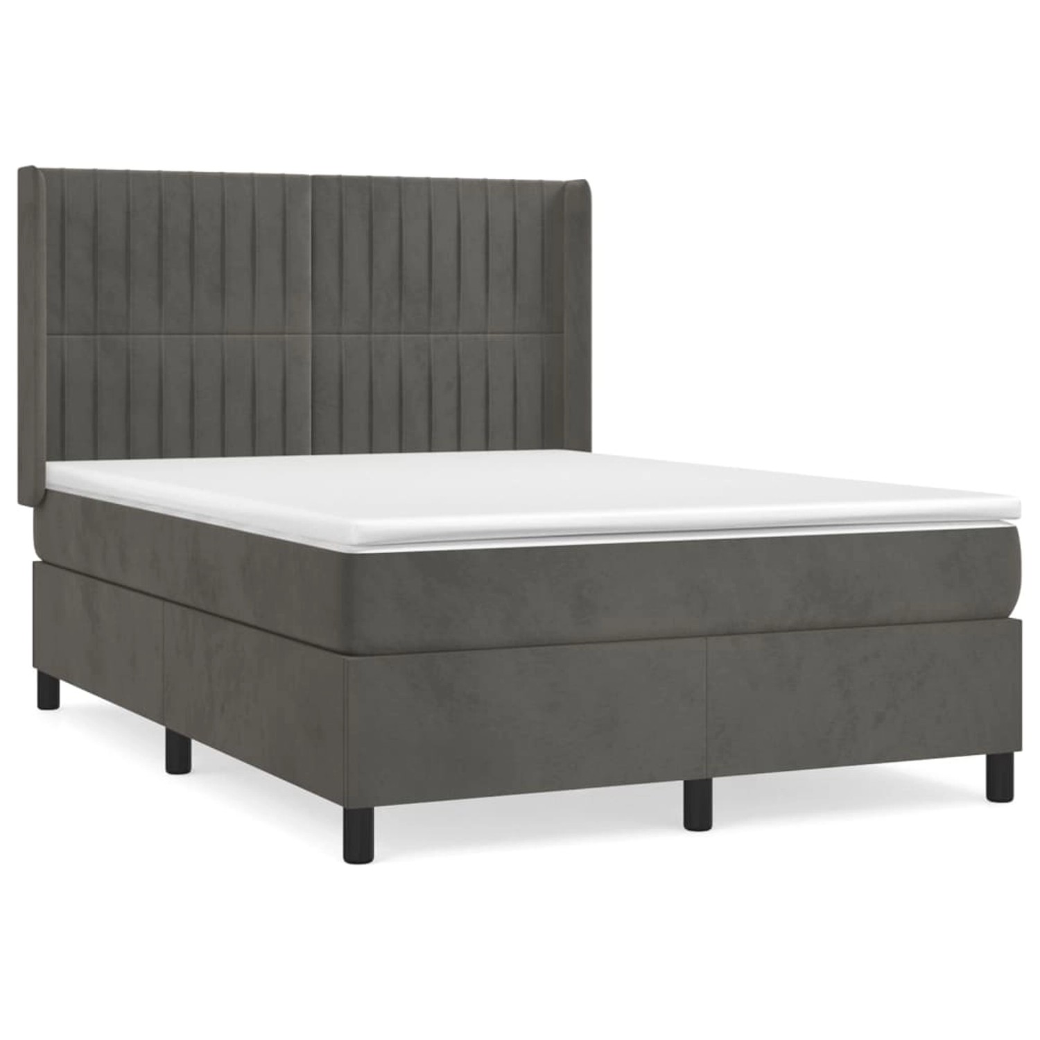vidaXL Boxspringbett mit Matratze Dunkelgrau 140x200 cm Samt1396355 günstig online kaufen