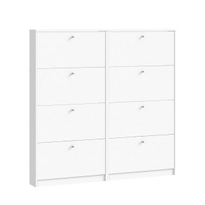Weißer ebuy24 Escape Schuhschrank mit 8 Klappen für Flur oder Hauswirtschaftsraum.