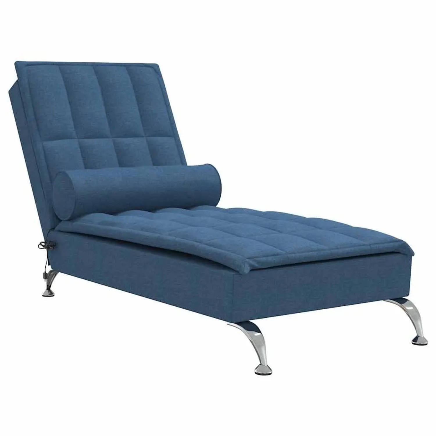 vidaXL Massage-Chaiselongue mit Nackenrolle Blau Stoff 379449