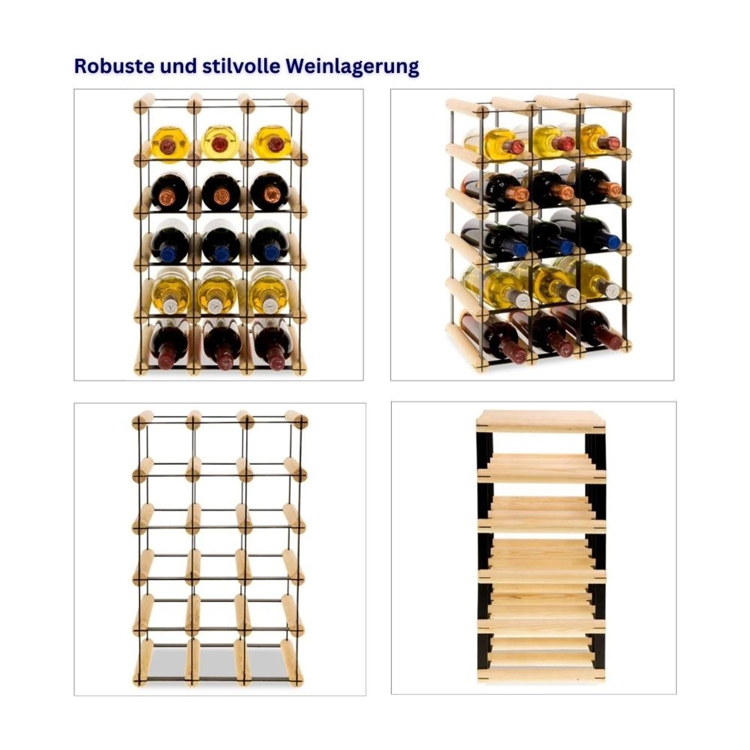 PROREGAL Weinregal Vinotega Mod Metal aus Kiefernholz, natur, für 15 Flaschen.