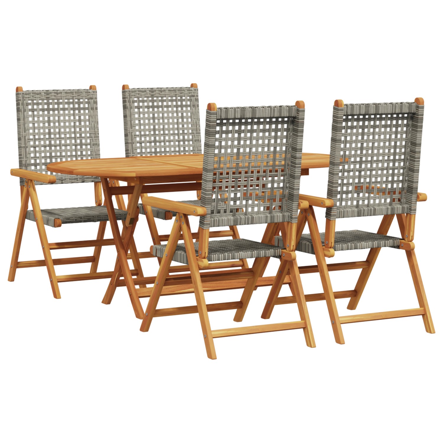 vidaXL 5-Teiliges Garten-Esszimmer-Set in Grau aus Massivem Akazienholz und günstig online kaufen