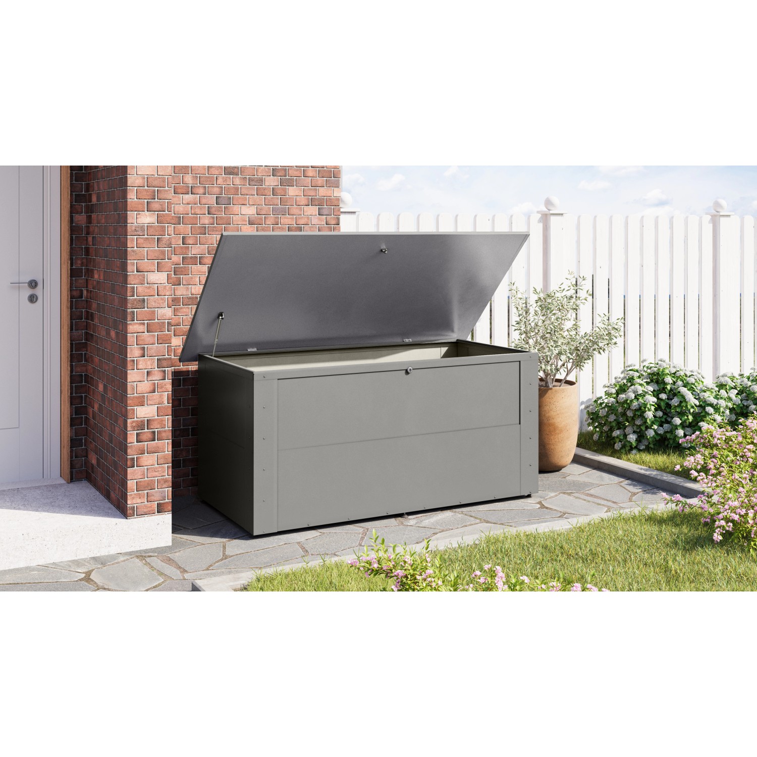 Karibu Garten-Aufbewahrungsbox Elara 2 Graualuminium 20 x 90 x 190 cm günstig online kaufen