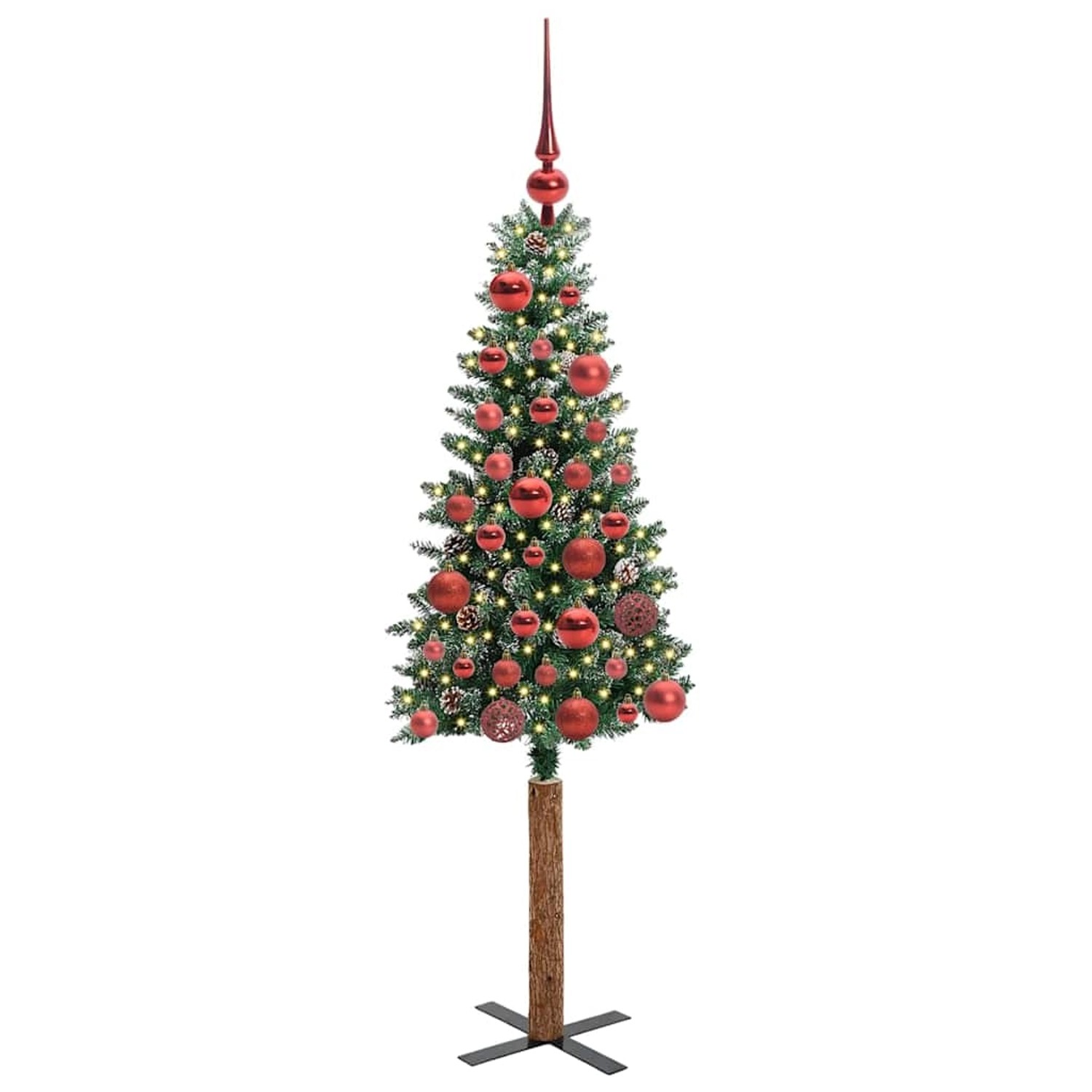 vidaXL Schlanker Weihnachtsbaum mit 150 LEDs Grün und Weiß 150 cm 3394886