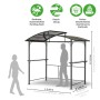 Leco Grillpavillon mit Polycarbonat-Dach, anthrazit. Gartenpavillon mit Ablagetischen und Rauchabzug.