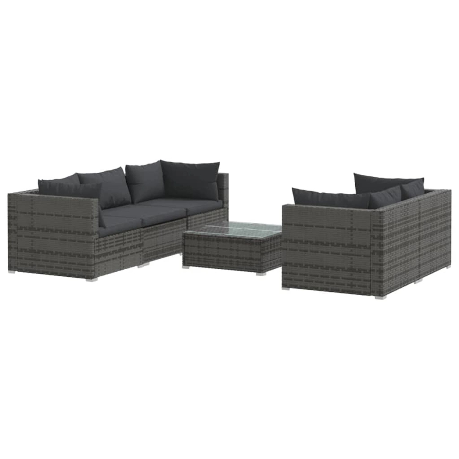 vidaXL 6-tlg Garten-Lounge-Set mit Auflagen Poly Rattan Grau Modell 25 günstig online kaufen