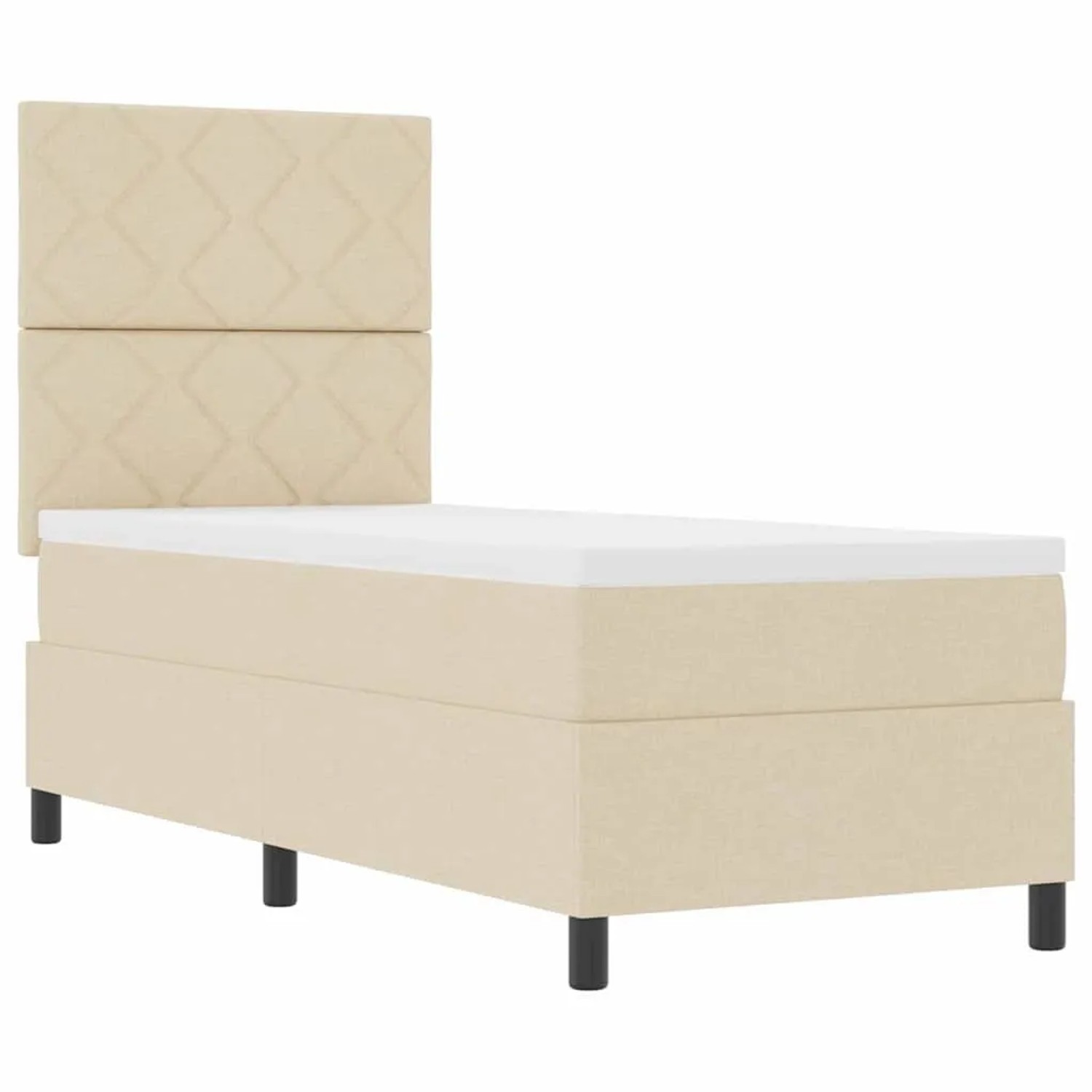 vidaXL Boxspringbett mit Matratze mit Kopfteil Creme 80 x 200 cm Stoff 3339425