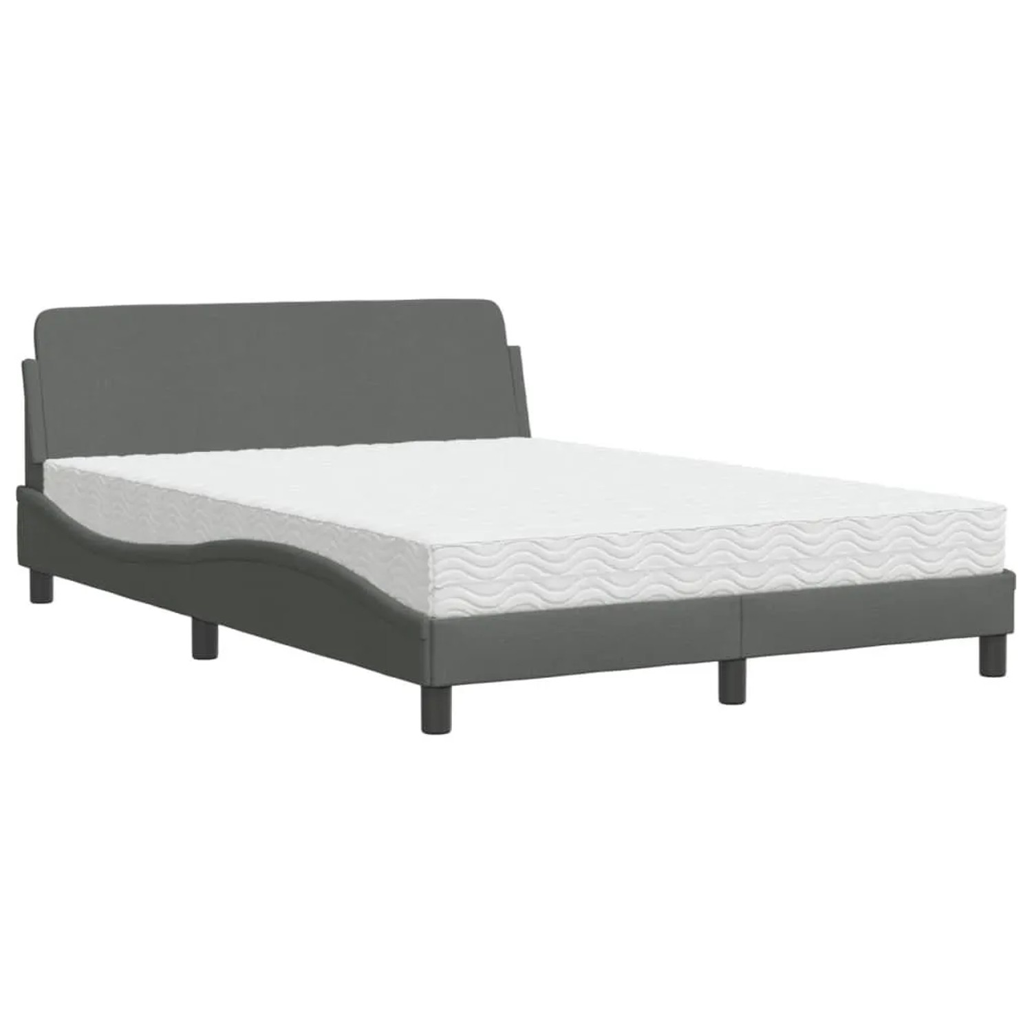 vidaXL Bett mit Matratze Dover Dunkelgrau 140x200 cm Stoff 3208405