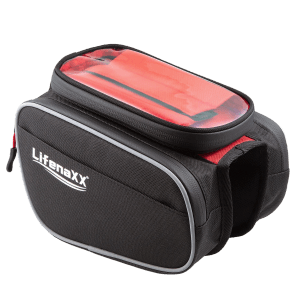 Lifenaxx Fahrradtasche LX-029: Schwarze Rahmentasche mit Smartphone-Fach und 3L Volumen.